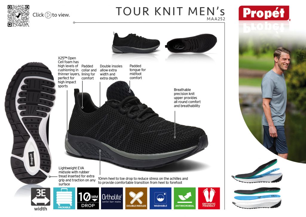 Tour Knit Men's shoe MAA252 Walking Shoe Tech Sheet