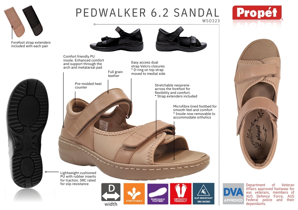 PedWalker Sandal Women's PedWalker 6.2 Shoe Information Sheet